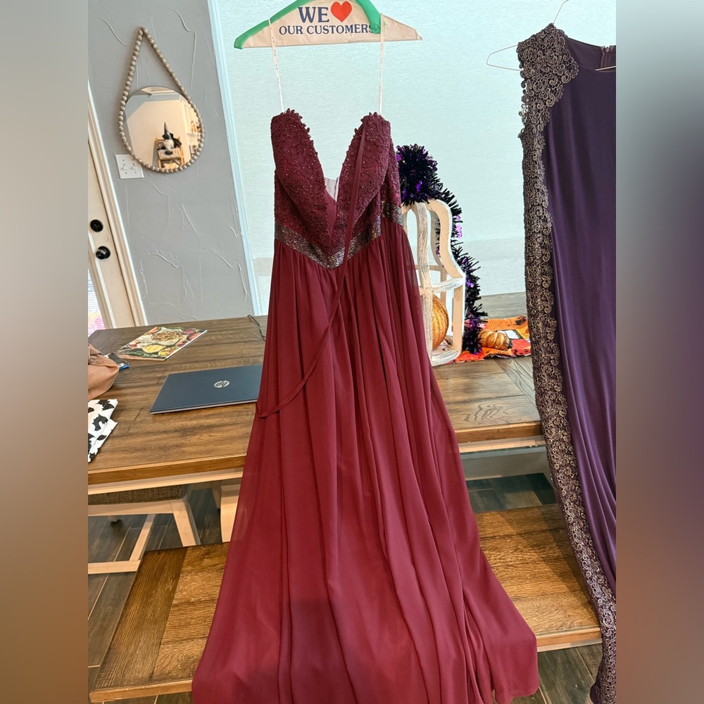 Camille La Vie Deep Red Prom Dress